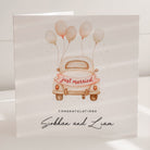 wedding day card with wedding car on what card with white background