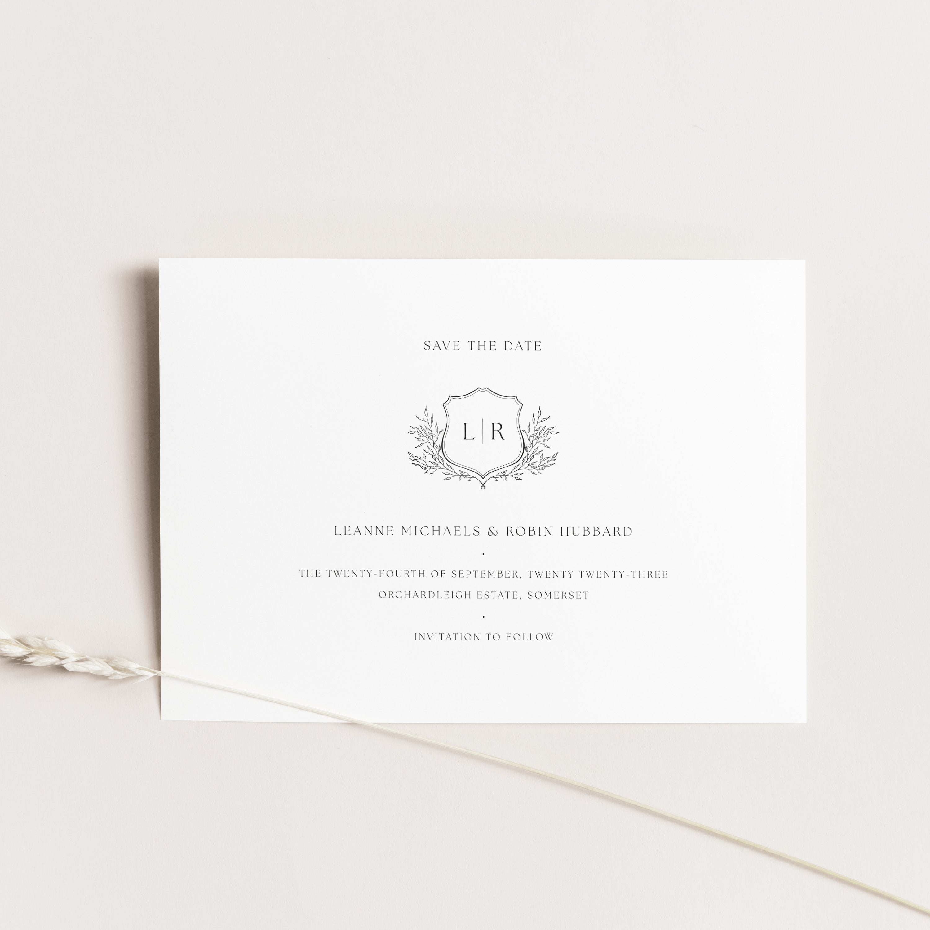 Monogram Crest Traditional Save the Date Card - Westminster Collection, Elle Bee Design