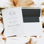 Monogram Crest Evening Wedding Invitation - Westminster Collection, Elle Bee Design