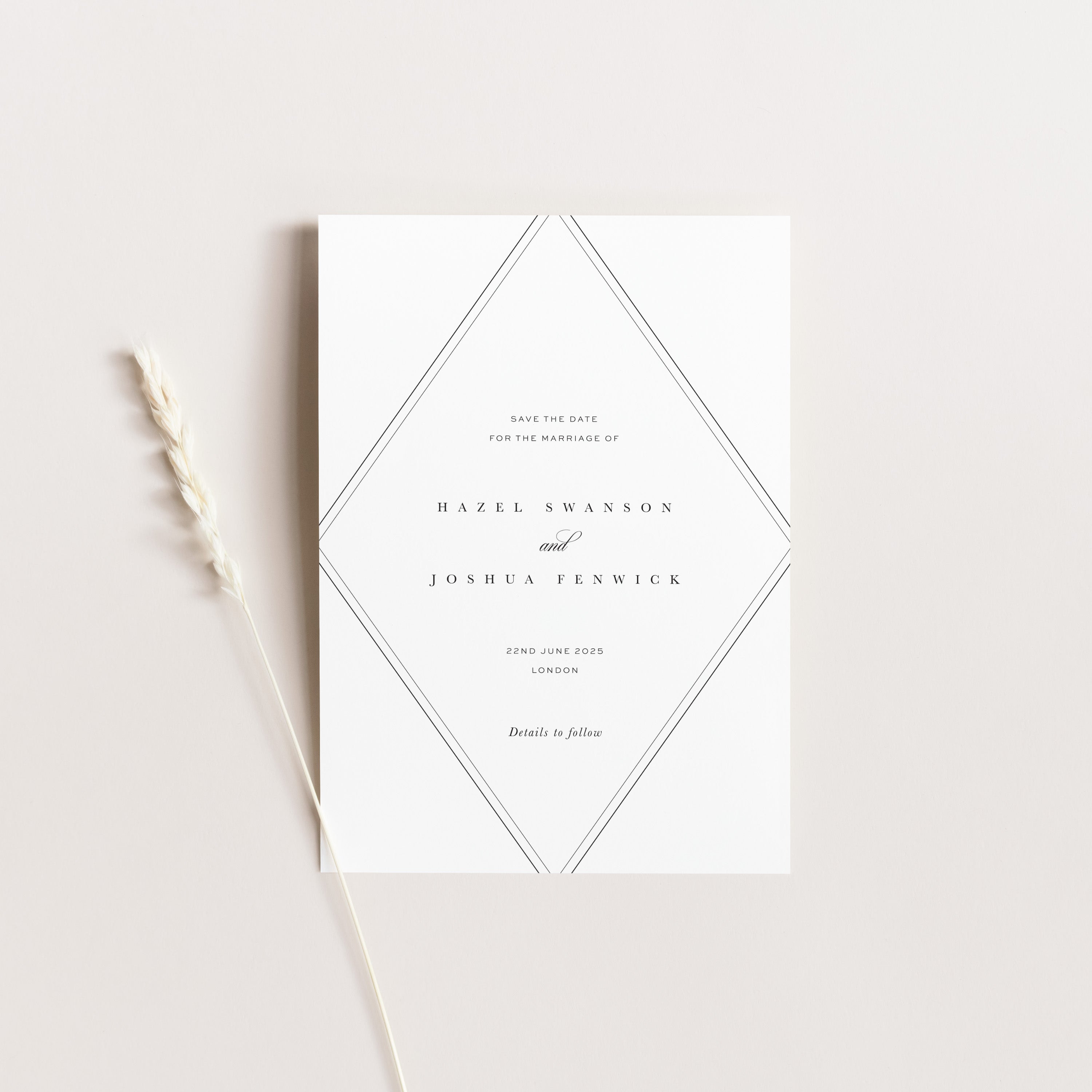 Elegant Wedding Save the Date Card - Willesden Collection, Elle Bee Design