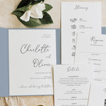 Modern Sky Blue Pocketfold Wedding Invitation Suite - Windsor Collection, Elle Bee Design
