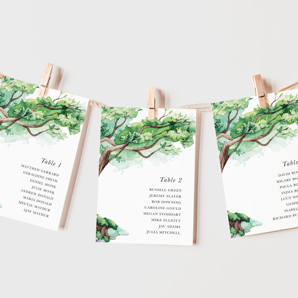 Forest Wedding Table Plan Cards - Woodgreen Collection, Elle Bee design