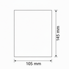 Dimensions of a rectangular object with width 105 mm and height 145 mm on a white background.