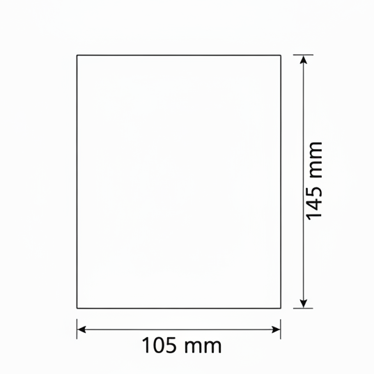 Dimensions of a rectangular object with width 105 mm and height 145 mm on a white background.
