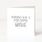 White birthday card with black text on a white background