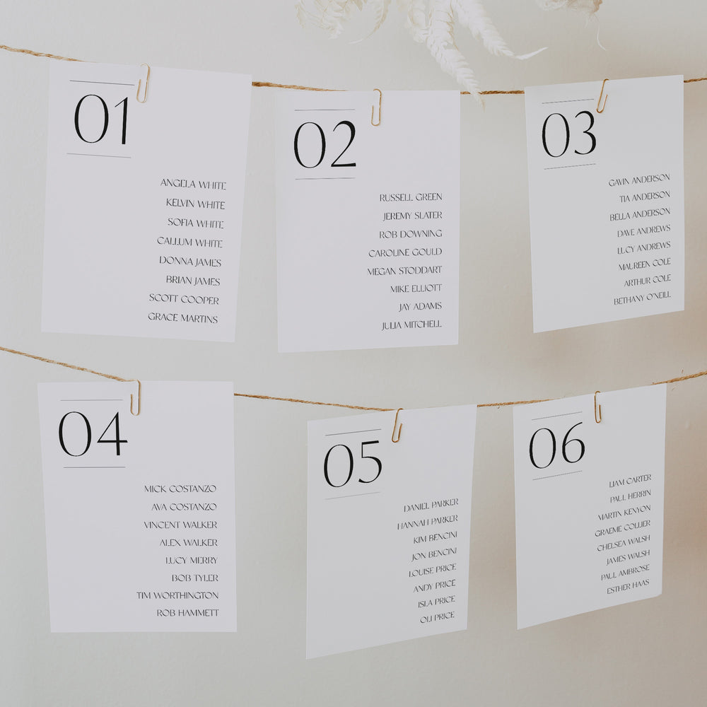 Modern Table Plan Cards - Belmont Collection, Elle Bee Design
