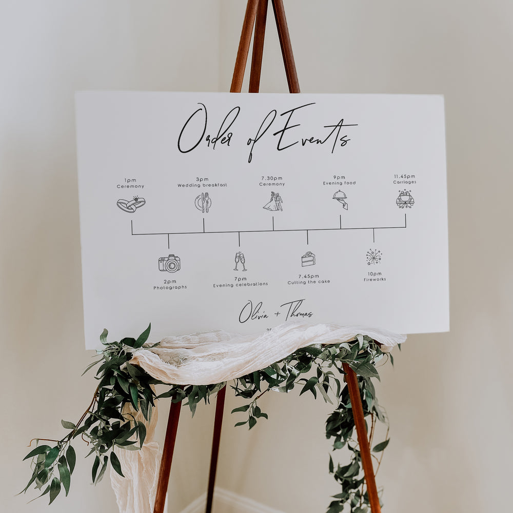 Modern Wedding Order of Events Sign - Chelsea Collection, Elle Bee Design