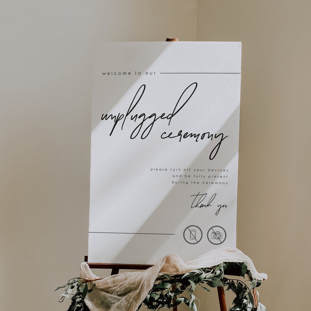 Modern Unplugged Ceremony Sign - Chelsea Collection, Elle Bee Design