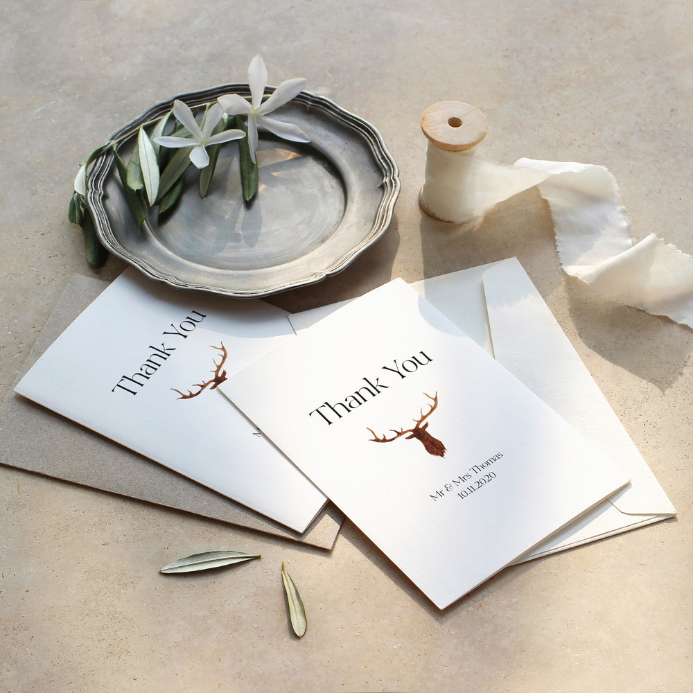 Stag Wedding Thank You Card - Highgate Collection, Elle Bee Design