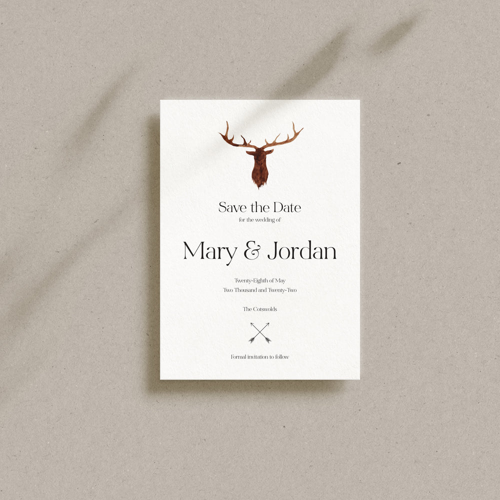 Stag Save the Date Card - Highgate Collection, Elle Bee Design