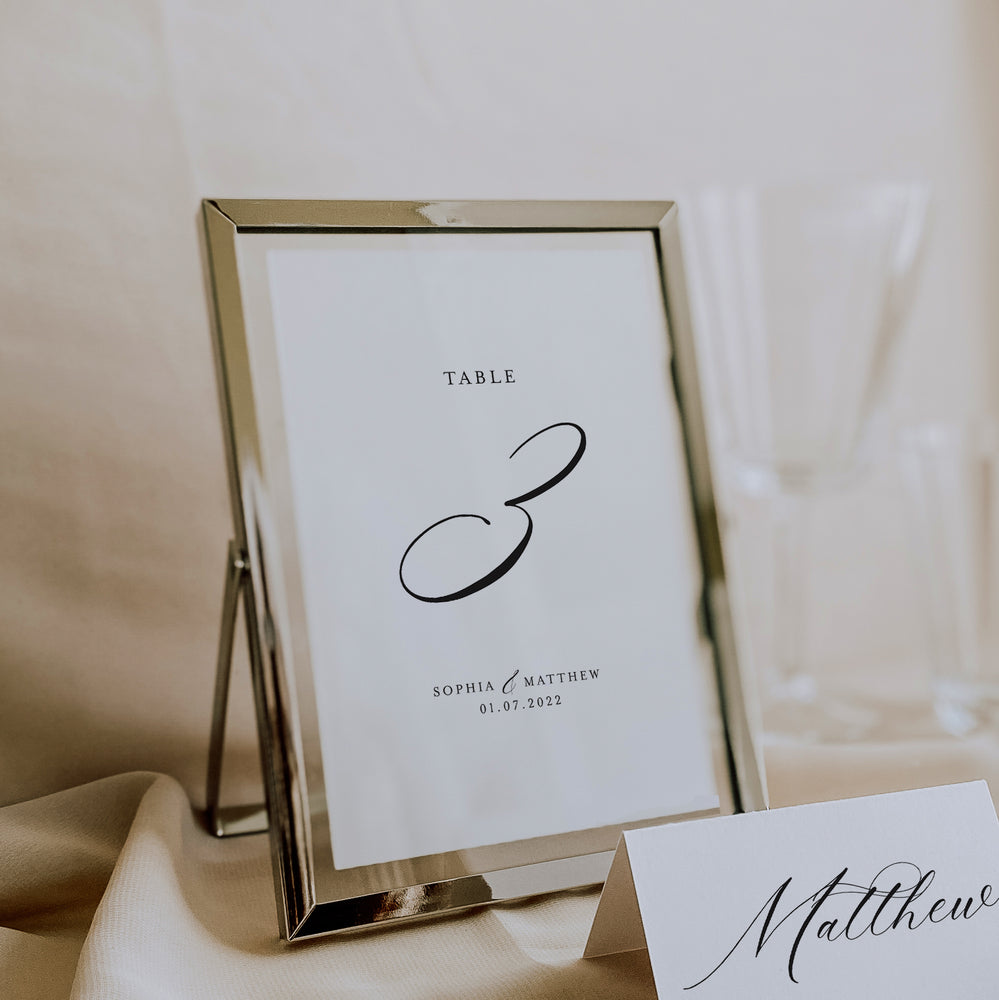 Classical Wedding Table Number - Kensington Collection, Elle Bee Design