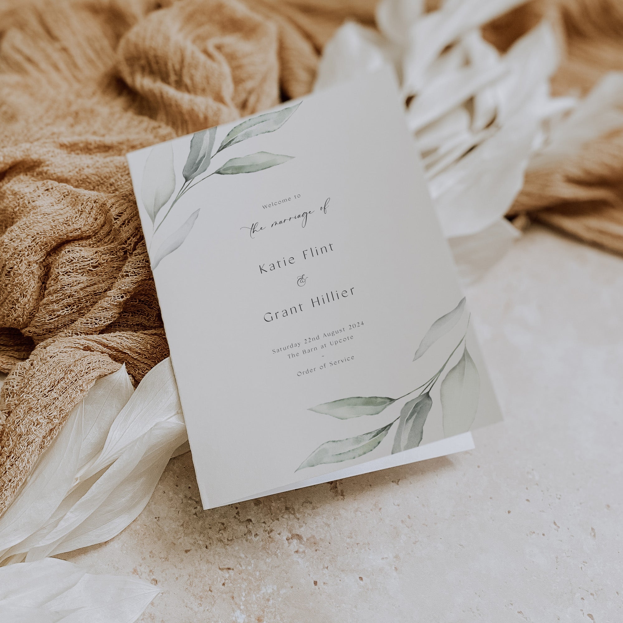 Botanical Modern Order of Service - Mansion House Collection, Elle Bee Design