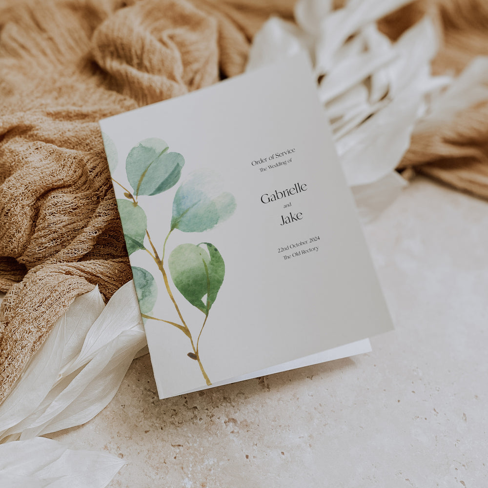 Eucalyptus Wedding Order of Service - Northwood Collection, Elle Bee Design