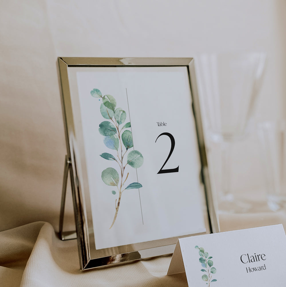 Eucalyptus Wedding Table Number - Northwood Collection, Elle Bee Design