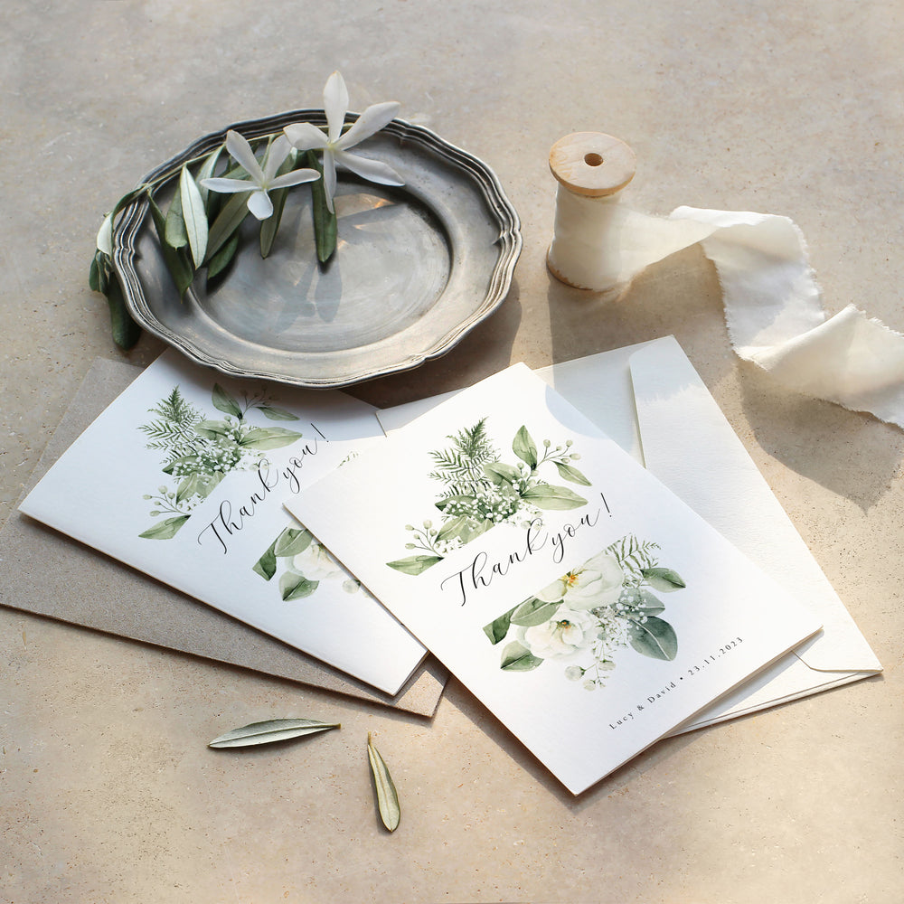 Greenery Wedding Thank You Card - Warwick Collection, Elle Bee Design